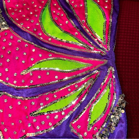 Purple/Pink/Lime Green Leotard Majorette/Rhythmic gymnastics/Ice Skating costume - Picture 7 of 11